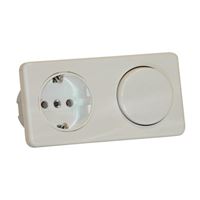 Bryter lys & kontakt innbygging u/lokk 220V Hvit