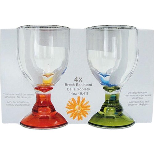 Vinglass Bella Goblet Flerfarget 4 stk