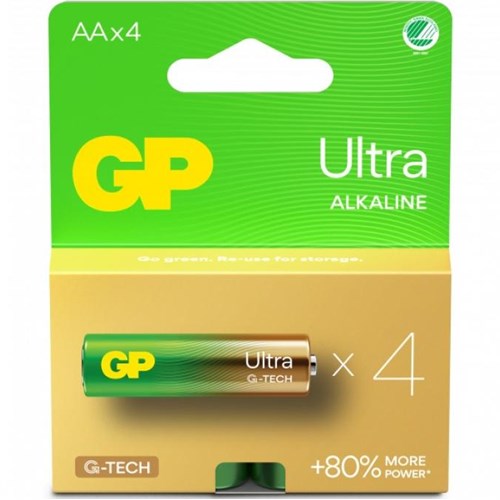 Husholdningsbatteri GP Ultra Alkaline AA 4 stk