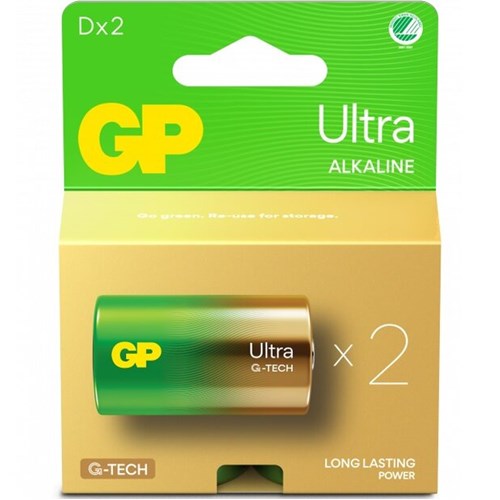 Husholdningsbatteri GP Ultra Alkaline D 2 stk