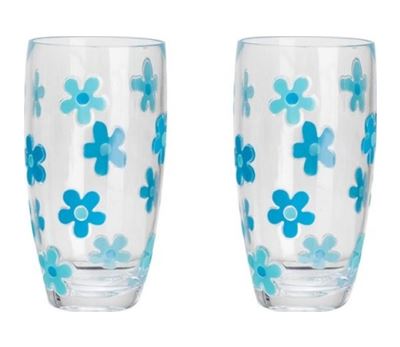 Daisy Aqua Glass Høy 2 stk