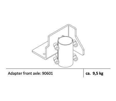 Adapter front axle: 90601 - Vekt: 9,5 kg
