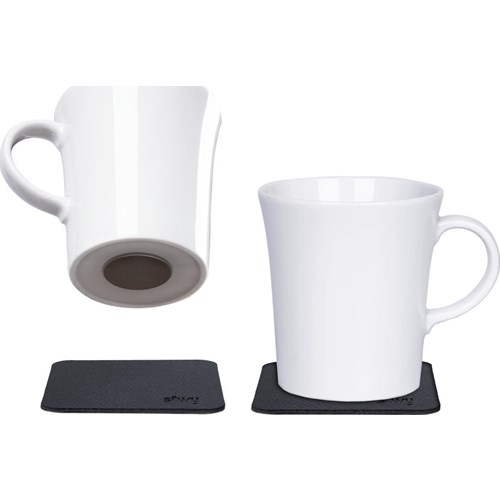 Magnetisk kaffekrus - Porselen 27 cl m/sorte magnetpads pk a 2 stk