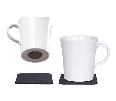 Magnetisk kaffekrus - Porselen 27 cl m/sorte magnetpads pk a 2 stk