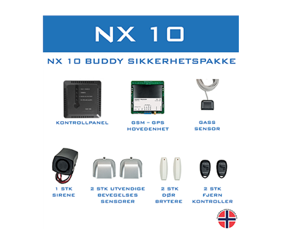 NX-10 Stor alarmpakke Sort, Sølv sensor