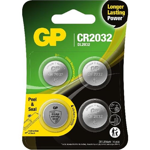 Lithiumbatteri GP CR 2032 3 V 4pk