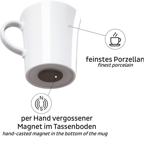 Magnetisk kaffekrus m/camping-print - Porselen 27 cl m/ magnetpads 2 stk