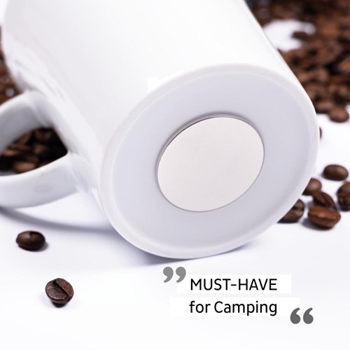 Magnetisk kaffekrus m/camping-print - Porselen 27 cl m/ magnetpads 2 stk