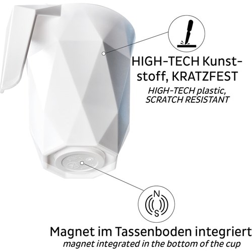 Magnetisk kaffekrus Camping m/lokk - High-Tech 30 cl hvit