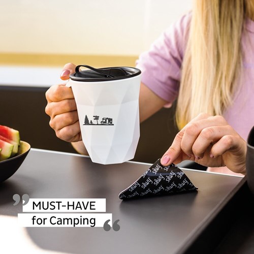 Magnetisk kaffekrus Camping m/lokk - High-Tech 30 cl hvit