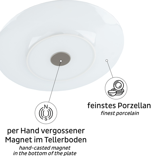 Magnetisk frokosttallerken - Porselen &#216; 22,5 cm ocean 2 stk