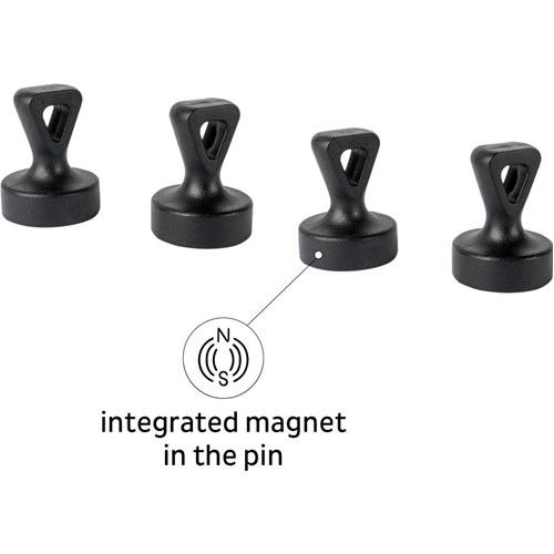 Magnetisk pin/knagg Flex m/magnetpad svart/hvit 4 stk